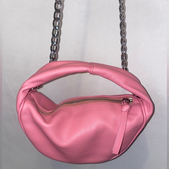 By Far Bubblegum pink leather handle bag with detachable crossbody chain - Picture 7 of 7